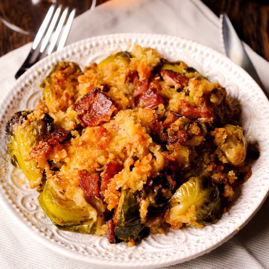 Brussels Sprouts and Bacon Gratin - Recipe photo by whatsinthepan
