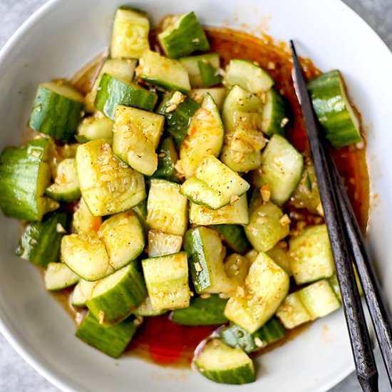 Smacked Cucumber With Chili Oil - Recipe photo by misspickledplum