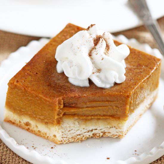 Guilt Free Pumpkin Pie Bars - Recipe photo by dessertswithbenefits