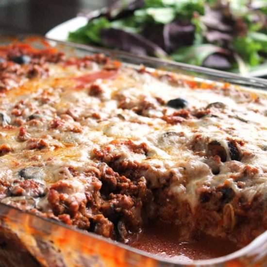 Healthy Baked Mostaccioli Casserole - Recipe photo by TheNourishedFamily
