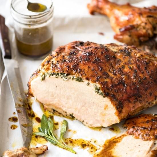 GARLIC HERB BUTTER ROASTED TURKEY - Recipe photo by RecipeTin Eats