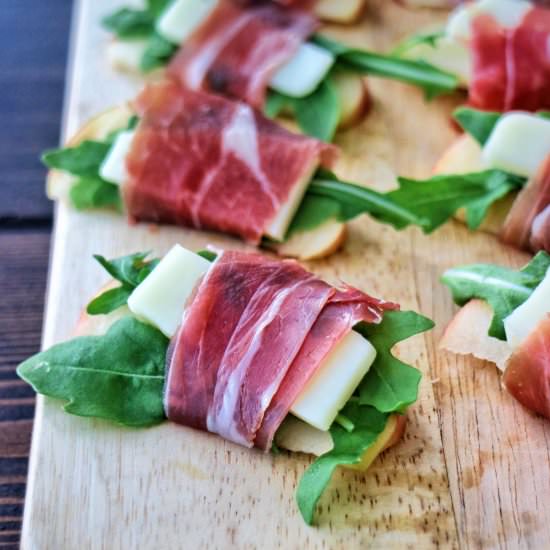 Prosciutto Wrapped Apple Bites - Recipe photo by The Nutrition Adventure