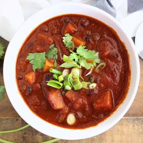 Butternut Squash & Black Bean Chili - Recipe photo by babemadeblog
