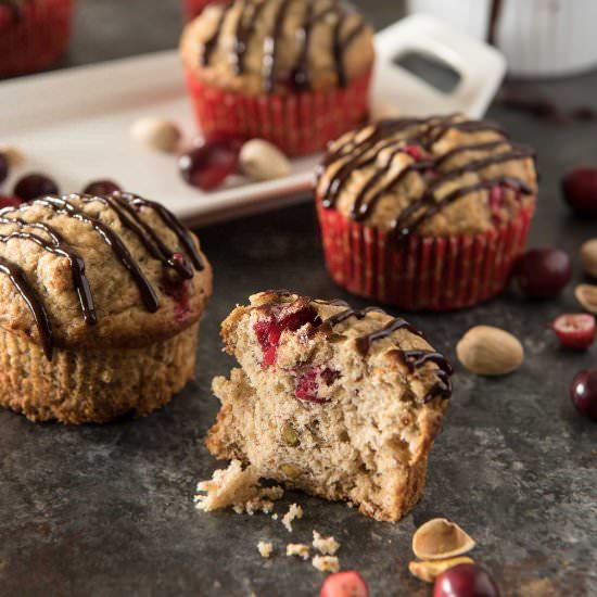 Banana Cranberry Pistachio Muffins - Recipe photo by crumbykitchen