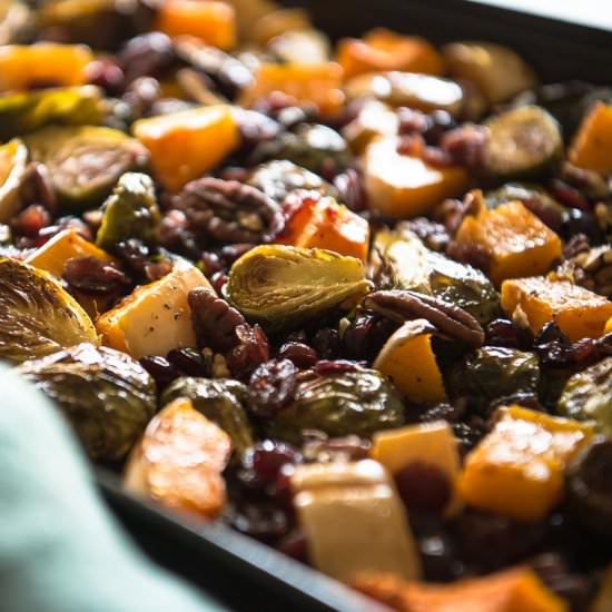 Roasted Brussels Sprouts & Squash - Recipe photo by crumbykitchen