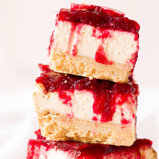 GrainFree Cranberry Cheesecake Bars - Recipe photo by recipestonourish