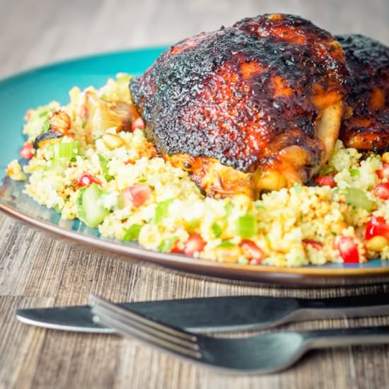 Harissa Chicken Thighs - Recipe photo by Brian Jones