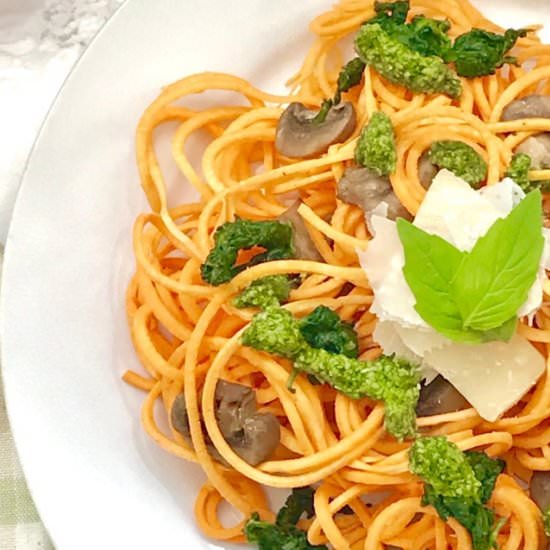 Sweet Potato Noodles with Pesto - Recipe photo by Justina Elumeze