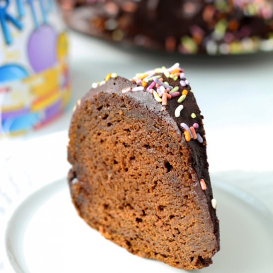 Moist Chocolate Bundt Cake - Recipe photo by TheNourishedFamily