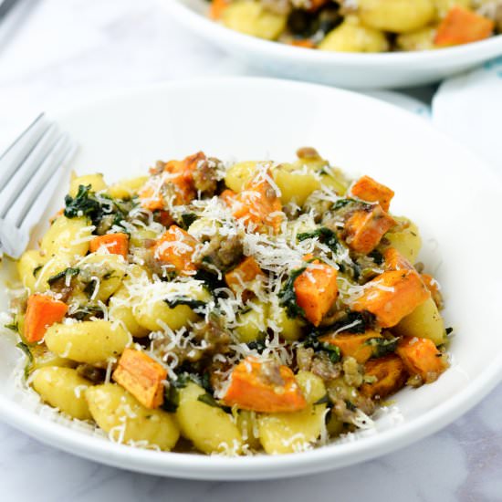 Sweet Potato and Sausage Gnocchi - Recipe photo by Zest and Lemons