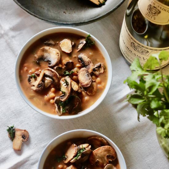 Lentil Soup with Sauteed Mushrooms - Recipe photo by foodgalleygab