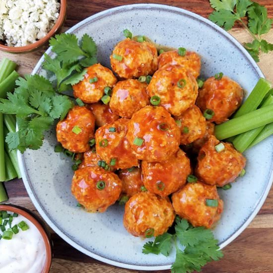 Buffalo BBQ Chicken Meatballs - Recipe photo by Give it Some Thyme