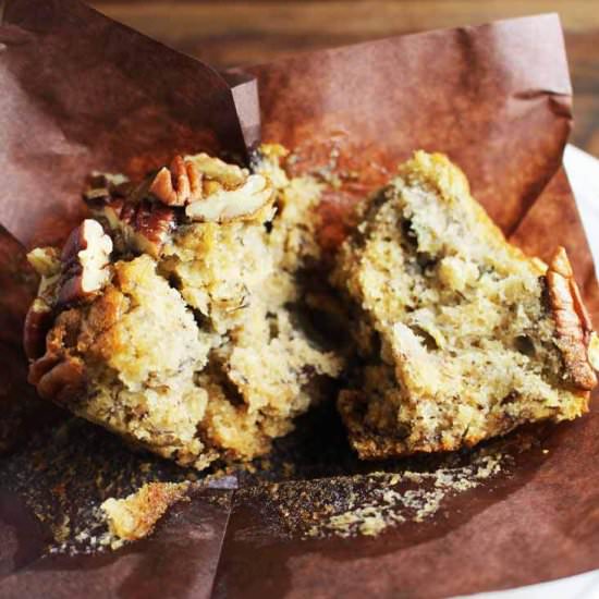 The Best Banana Pecan Muffins - Recipe photo by Our Happy Mess
