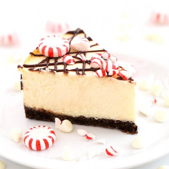 White Chocolate Mint Cheesecake - Recipe photo by Simply Happy Foodie