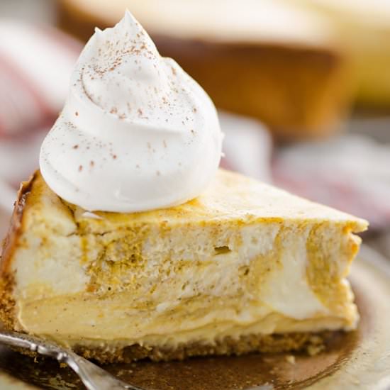 Pumpkin Swirl Cheesecake - Recipe photo by The Creative Bite