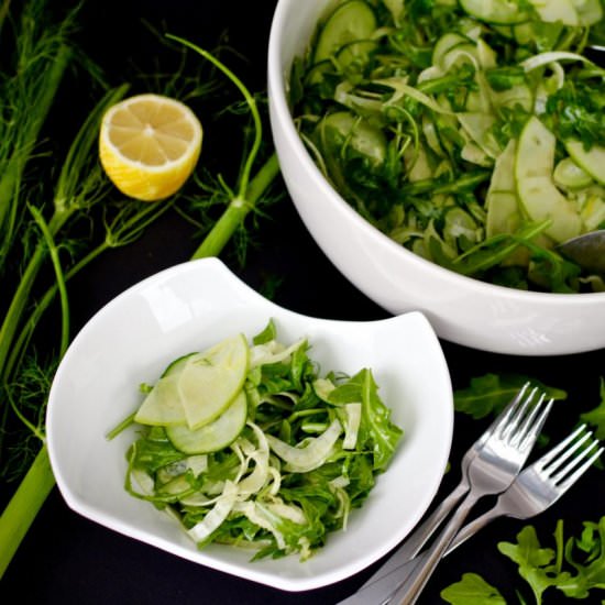 Shaved Fennel Arugula Salad - Recipe photo by YuliCooks