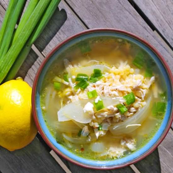 Greek Lemon Chicken Soup - Recipe photo by five silver spoons