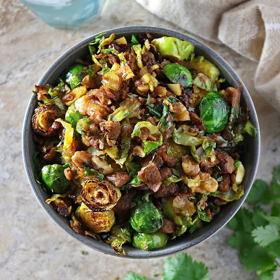 Hearty Brussels Sprouts ‘n Crumbles - Recipe photo by SavorySpin