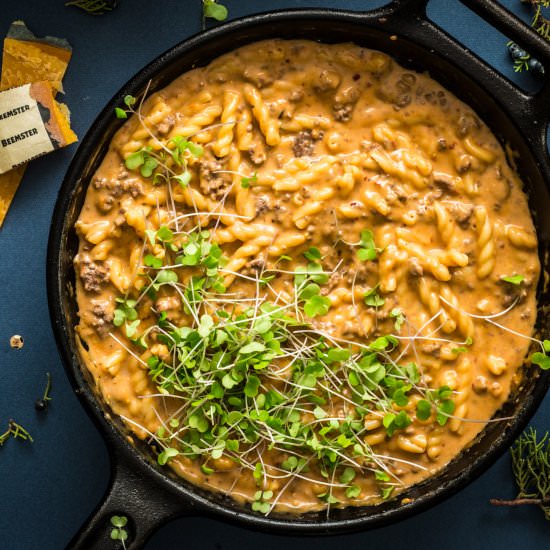 Beemster Beefaroni w/ Micro Greens - Recipe photo by rhubarbandcod
