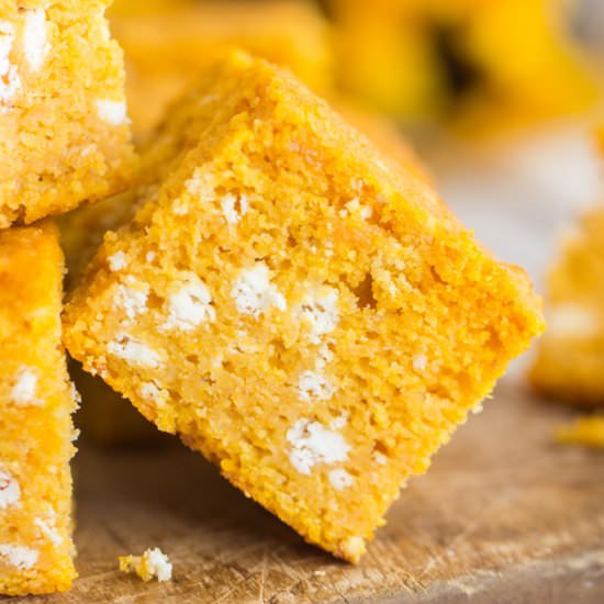 Goat Cheese Pumpkin Cornbread - Recipe photo by thegoldlininggirl