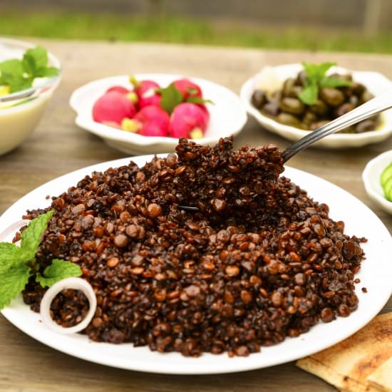 Mujadara Hamra - Recipe photo by hadias lebanese cuisine