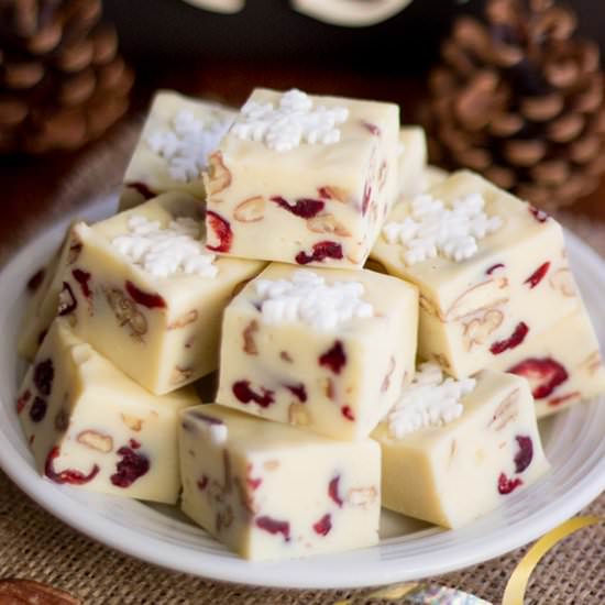White Choc Pecan Cranberry Fudge - Recipe photo by KitchenMason