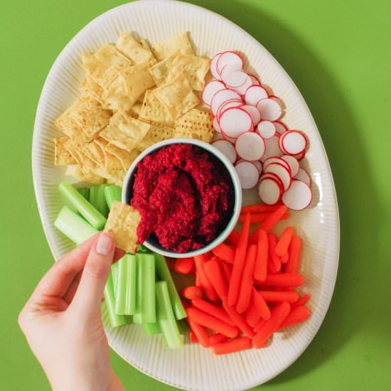Roasted Garlic & Beet Hummus - Recipe photo by aducksoven