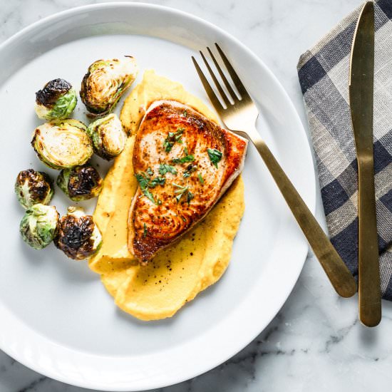 Swordfish + Beet-Parsnip Purée - Recipe photo by saltpepperskillet