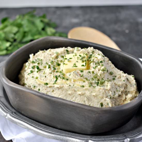 Herbed Goat Cheese Cauliflower Mash - Recipe photo by Peace Love and Low Carb
