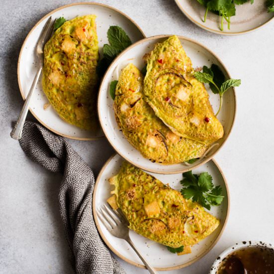 Vegan Banh Xeo - Recipe photo by healthynibblesandbits