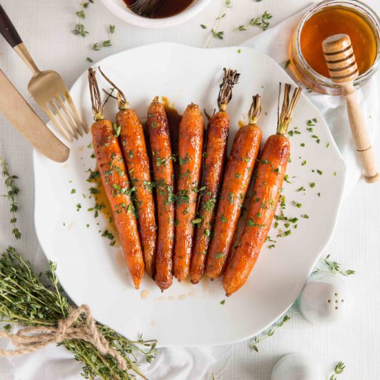 Honey Balsamic Roasted Carrots - Recipe photo by dontgobaconmyheart