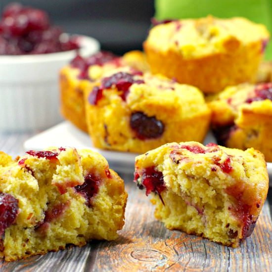 Leftover Cranberry Cornbread Muffin - Recipe photo by Food Meanderings