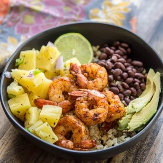 Shrimp Taco Bowl & Pineapple Salsa - Recipe photo by garnishedplate