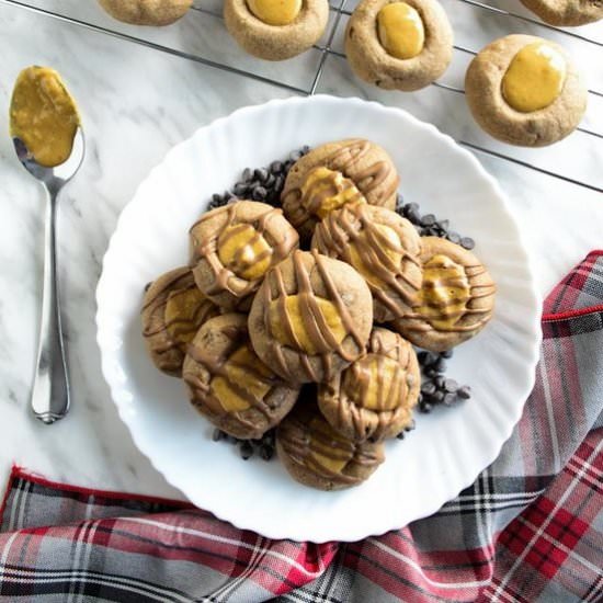 PB Chocolate Chip Thumbprint Cookie - Recipe photo by shebakeshere
