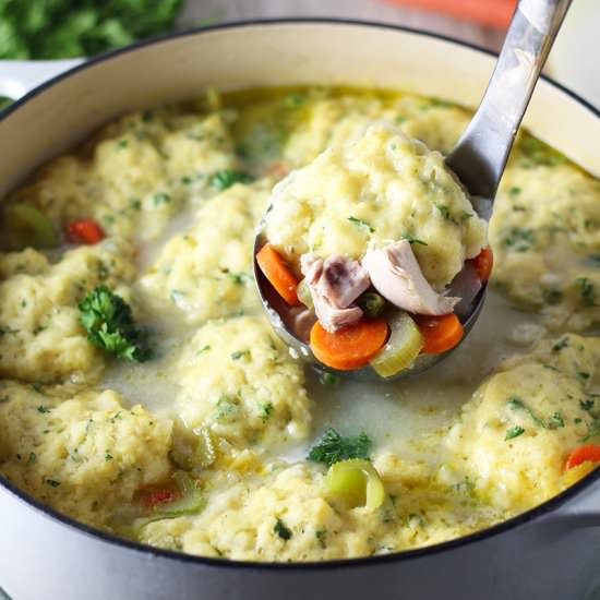 Chicken and Dumplings from Scratch - Recipe photo by Modern Farmhouse Eats