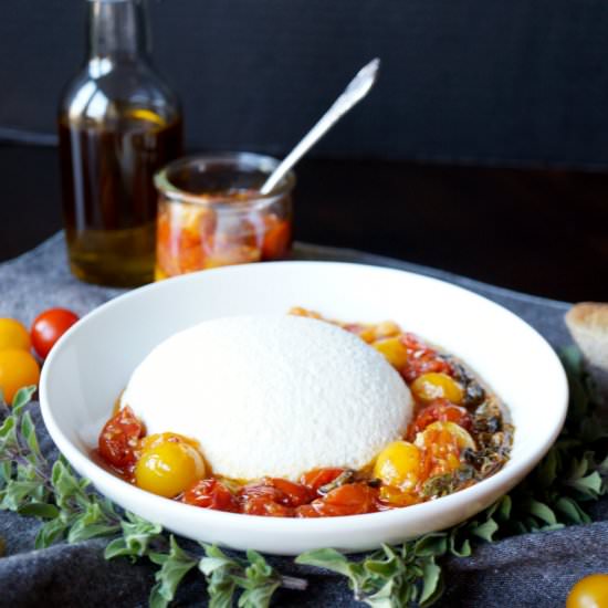 homemade ricotta with tomato confit - Recipe photo by thebakingfairy
