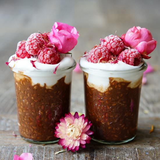 Chocolate Flax Seed Pudding - Recipe photo by breakfastwithflowers