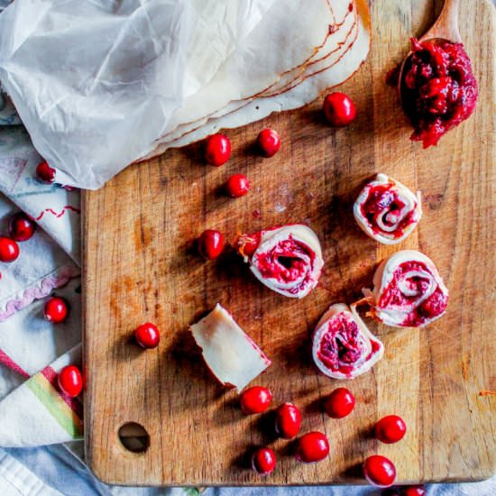 Turkey and Cranberry Pinwheels - Recipe photo by percolatekitchen