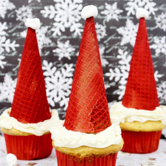 Santa Hat Cupcakes - Recipe photo by CrayonsAndCravings