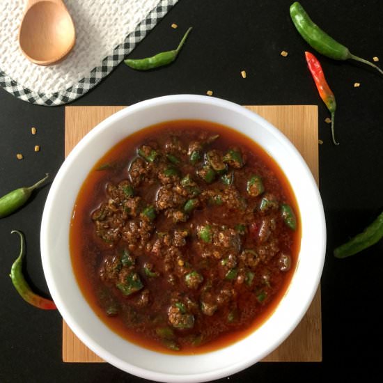 Indian Style Green Chilli Pickle - Recipe photo by CurryandVanilla