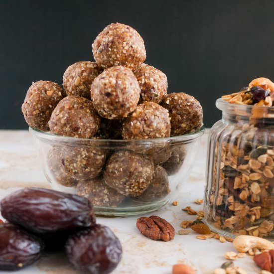 No Bake Granola Dates Energy Bites - Recipe photo by VeenaAzmanov