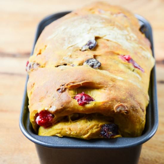 Pumpkin Walnut Cranberry Bread - Recipe photo by garlic and zest