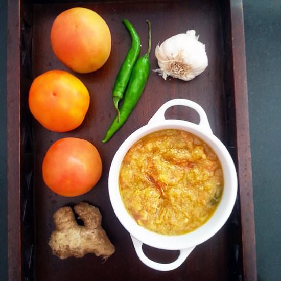 Tomato Pickle in Mustard Oil - Recipe photo by steamingpot