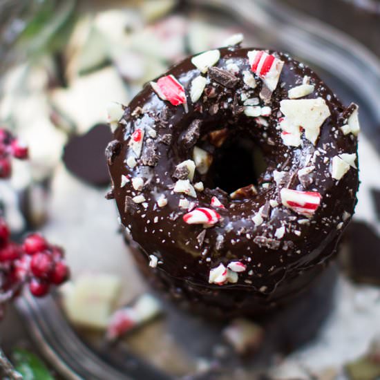 Peppermint Bark Chocolate Donuts - Recipe photo by Stiers Aesthetic