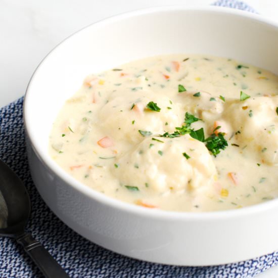 Creamy Chicken & Dumpling Soup - Recipe photo by TheCraveableKitchen