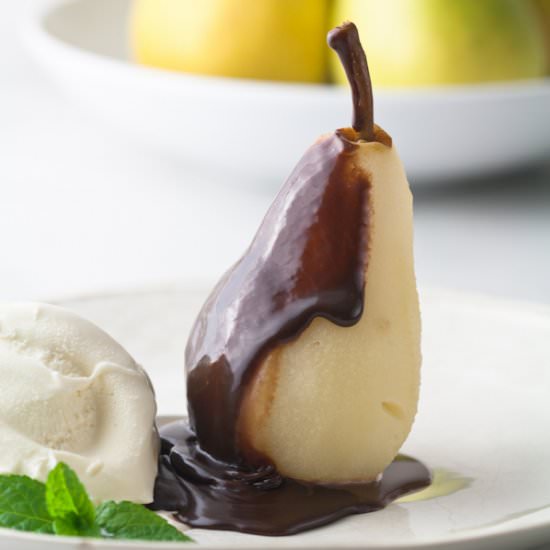 Poire Belle Helene - Recipe photo by What A Girl Eats