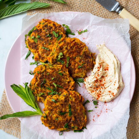4 Ingredient Carrot Fritters - Recipe photo by Nourish Everyday