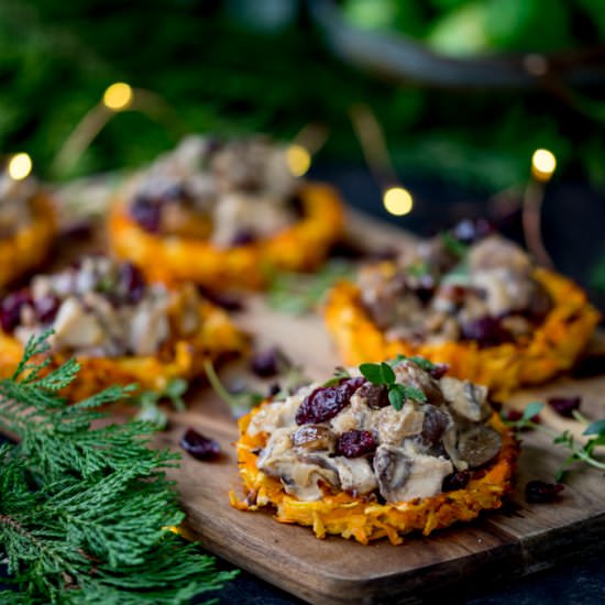 Carrot & Parsnip Rosti + Mushrooms - Recipe photo by KitchenSanctuary