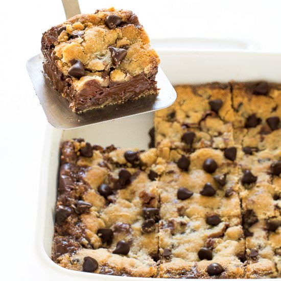 Fudge Stuffed Cookie Bars - Recipe photo by ChefSavvy