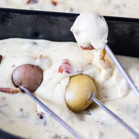 Baked Potato Fondue - Recipe photo by noshingwiththenolands